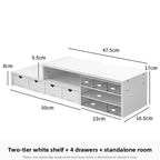 Desktop Multi-Layer Organizer Rack Three Drawers Desk Heightening Stand Office Monitor Notebook Storage Shelf Rectangular Den...