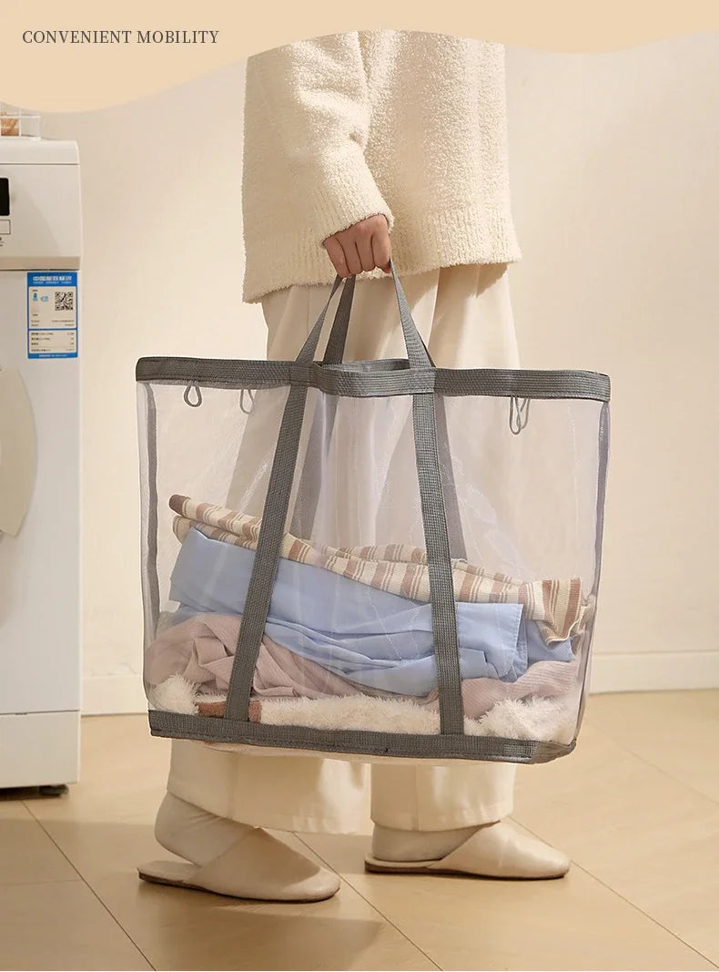Portable Foldable Mesh Dirty Clothes Basket, Dormitory Household Laundry Storage for Socks Underwear