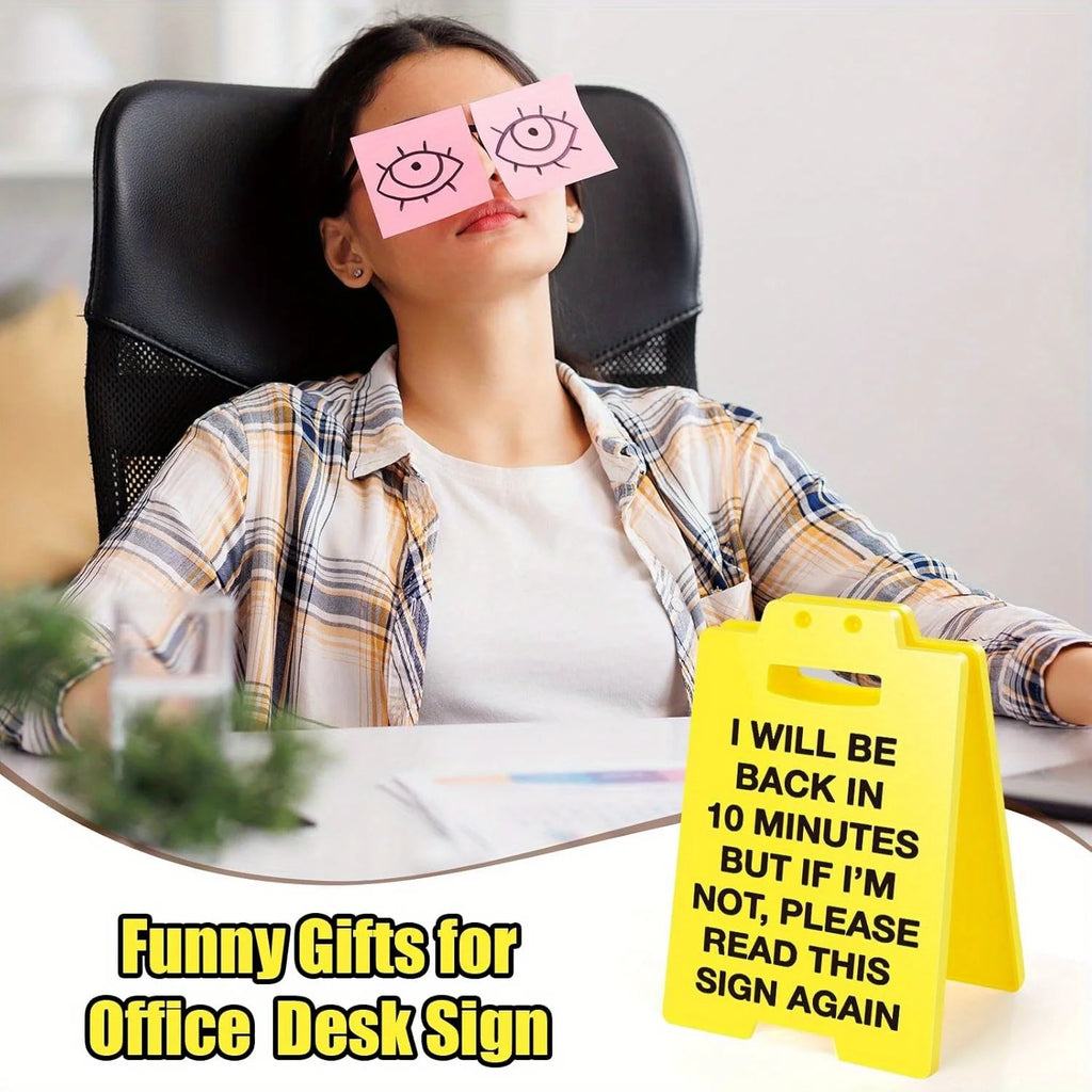 Funny Office Desk Sign - Out to Lunch Be Right Back in Minutes, Gag Fun Gift for Coworker Teammate Employee Boss, Office Desk Si