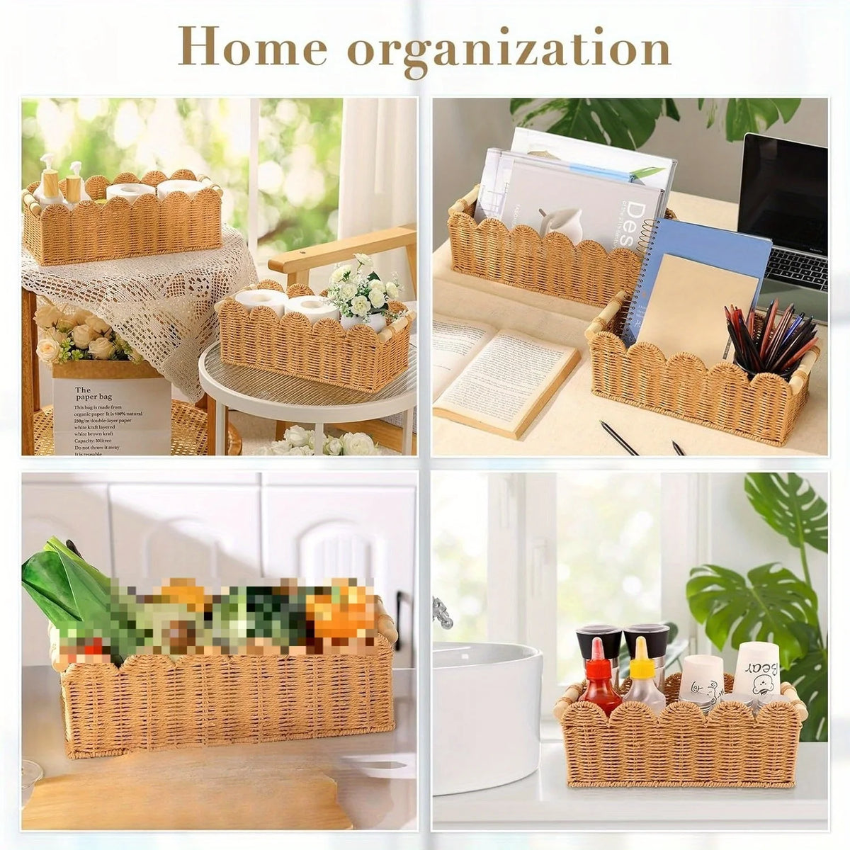 Handmade Woven Storage Basket, Plant Fiber