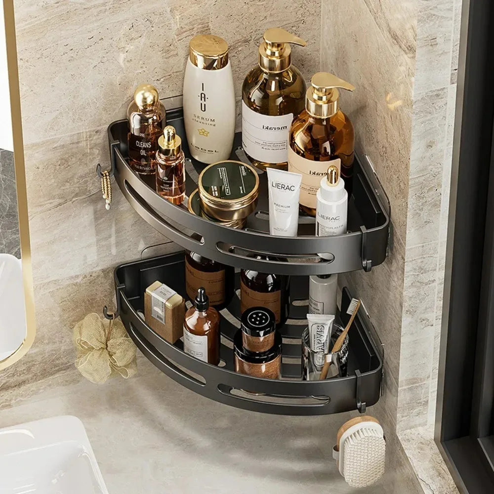 No-Drill Corner Shower Caddy, Adhesive Shelf