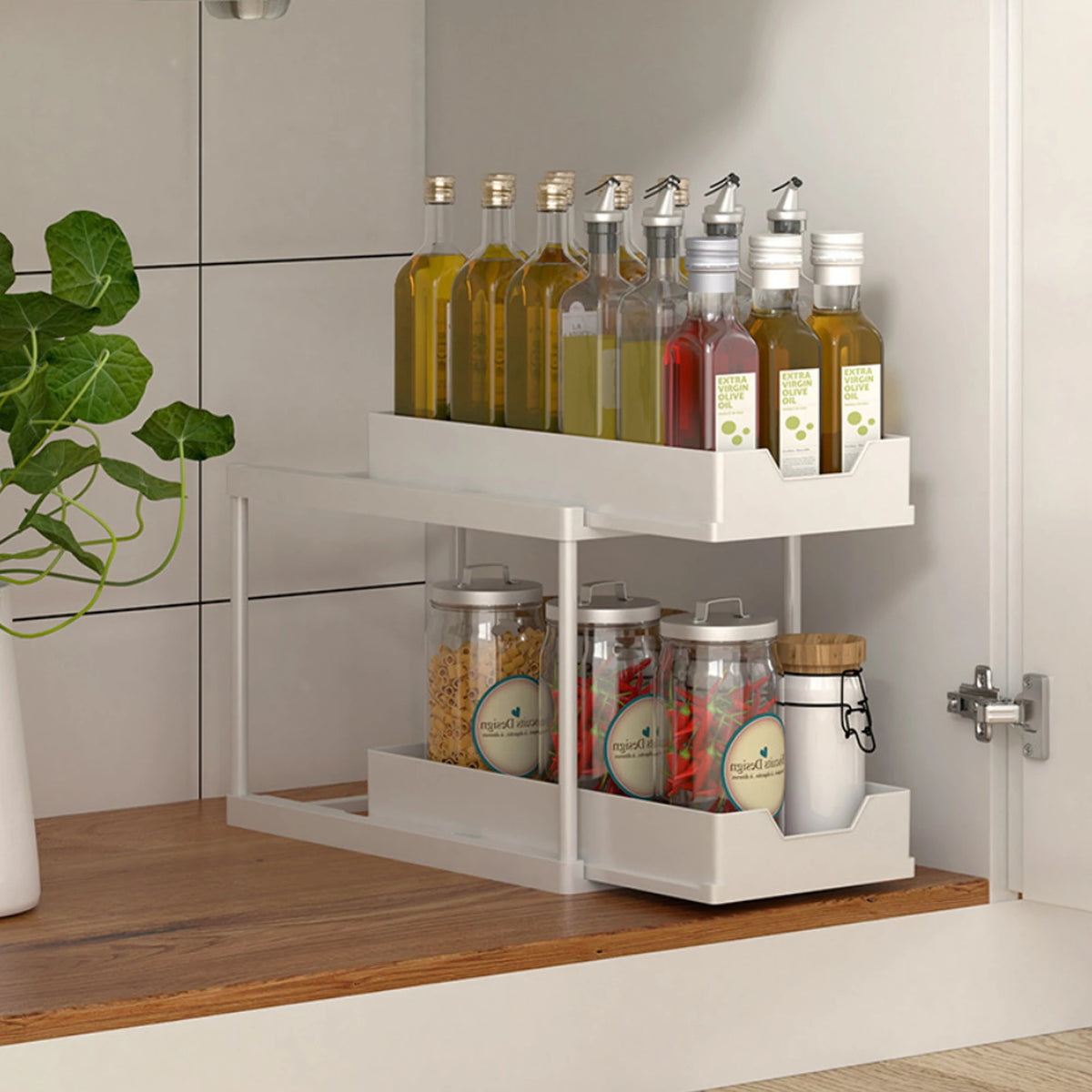 2-Tier Sliding Under-Sink Storage Rack