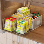 Plastic Expandable Spice Organizer Storage Bins with Dividers Clear Snack Storage Display Containers Tea Packet Storage Box