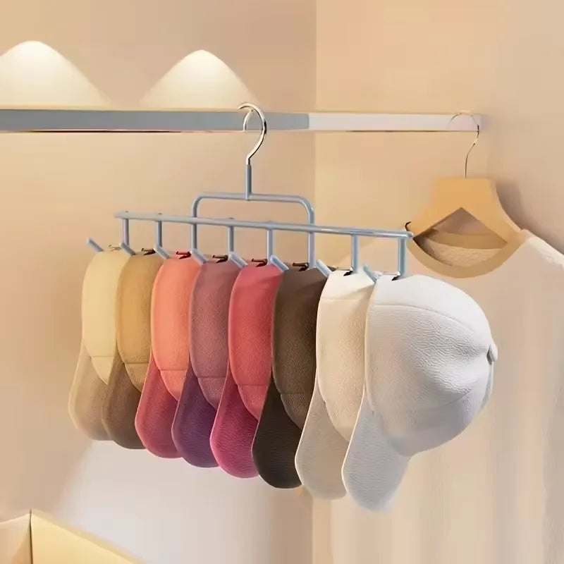 Wall-Mounted Hat Rack, Holds 8 Caps