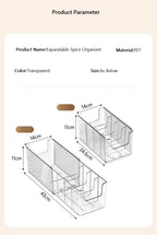 Plastic Expandable Spice Organizer Storage Bins with Dividers Clear Snack Storage Display Containers Tea Packet Storage Box