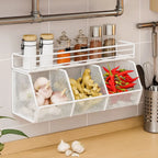 Wall Mounted Kitchen Storage Basket Punch-Free Grid Vegetable Drainage Basket Carbon Steel Onion Ginger Garlic Rack