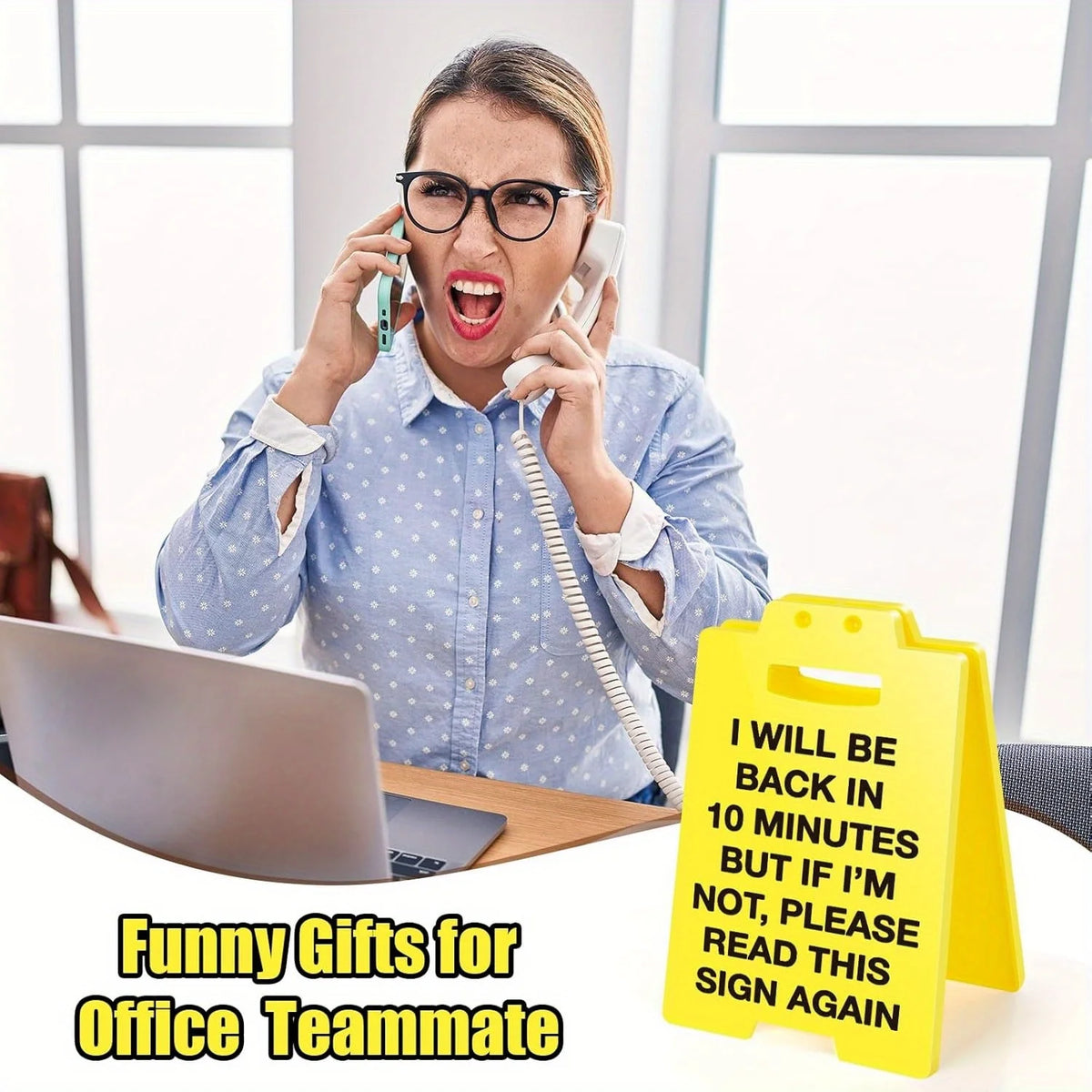 Funny Office Desk Sign - Out to Lunch Be Right Back in Minutes, Gag Fun Gift for Coworker Teammate Employee Boss, Office Desk Si