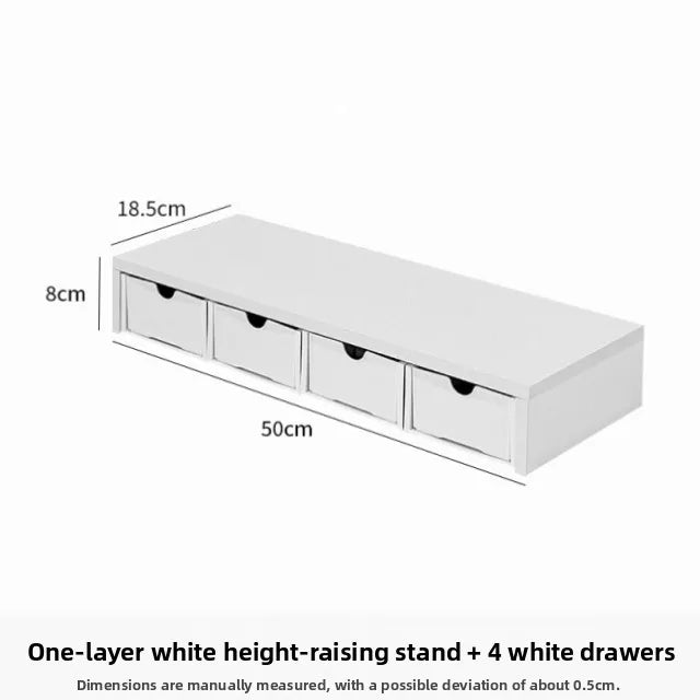 Desktop Multi-Layer Organizer Rack Three Drawers Desk Heightening Stand Office Monitor Notebook Storage Shelf Rectangular Den...