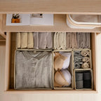 3pcs/1set Underwear Storage Box Foldable Non-woven Storage Box Six-piece Set Underwear Bra Socks Drawer Storage Finishing Box