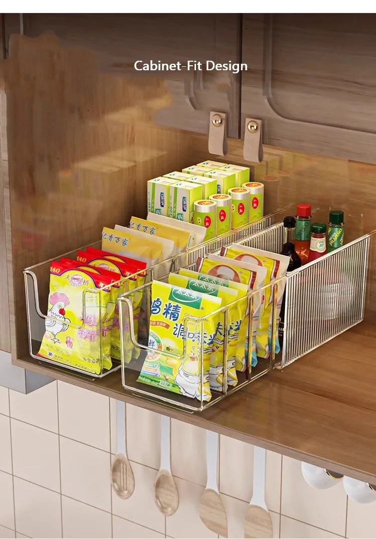 Plastic Expandable Spice Organizer Storage Bins with Dividers Clear Snack Storage Display Containers Tea Packet Storage Box