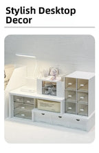 Desktop Multi-Layer Organizer Rack Three Drawers Desk Heightening Stand Office Monitor Notebook Storage Shelf Rectangular Den...