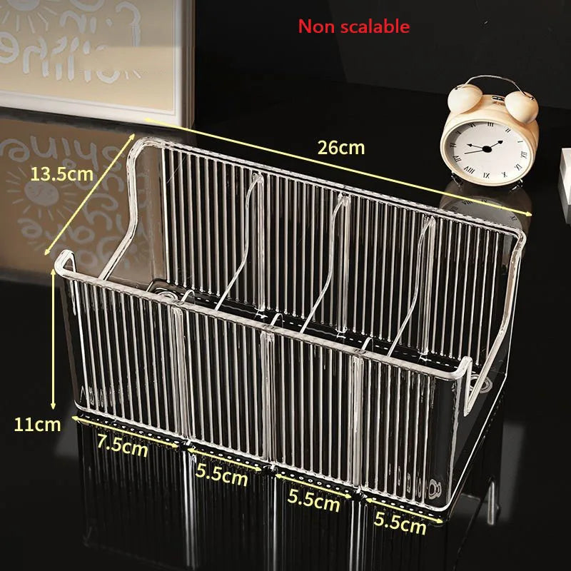 Plastic Expandable Spice Organizer Storage Bins with Dividers Clear Snack Storage Display Containers Tea Packet Storage Box